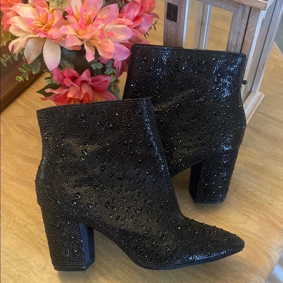 Betsey Johnson Shoes - Betsy Johnson Elegant Black Ankle Rhinestone Boots